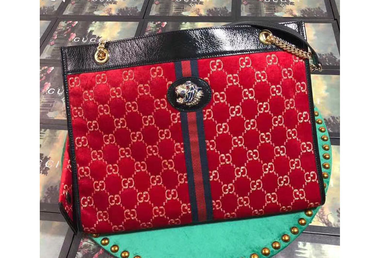 Gucci 537219 Rajah Large Tote Bags Red Velvet