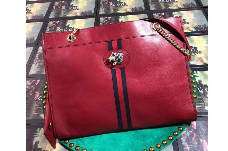 Gucci 537219 Rajah Large Tote Bags Red Leather
