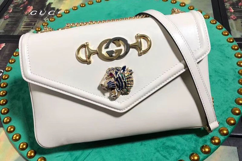 Gucci 537241 Rajah medium shoulder bags White leather