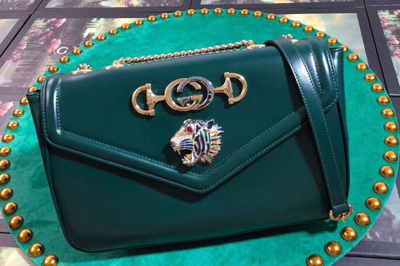 Gucci 537241 Rajah medium shoulder bags Green leather