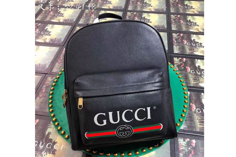 Gucci 547834 Print leather backpack Black leather