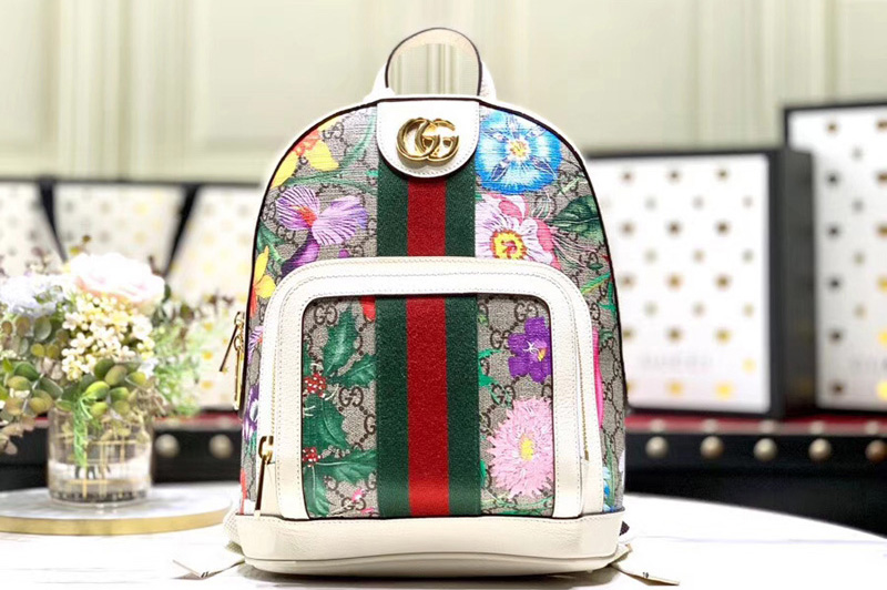 Gucci 547965 Ophidia GG Flora small backpack Beige/ebony GG Supreme canvas with Flora print