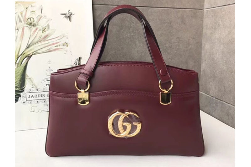 Gucci 550130 Arli Large Top Handle Bag Wine Leather