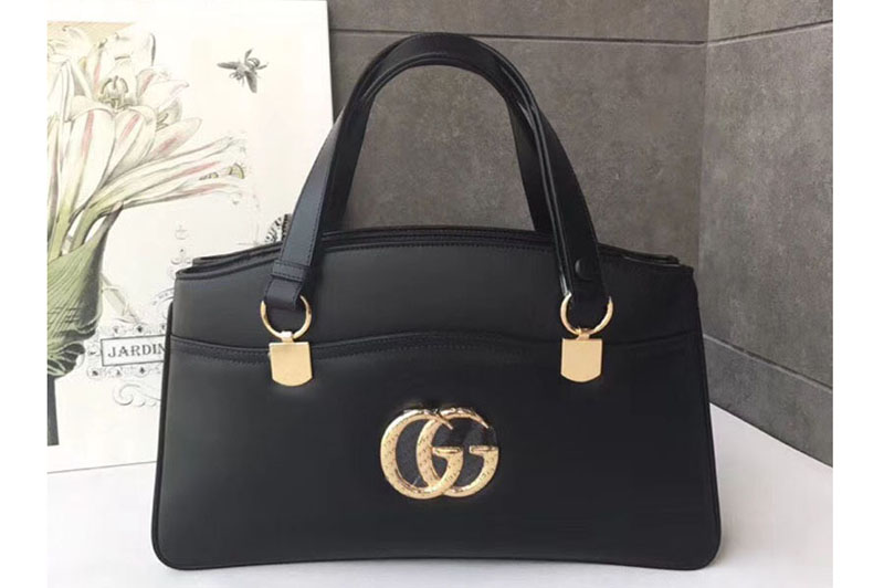 Gucci 550130 Arli Large Top Handle Bag Black Leather