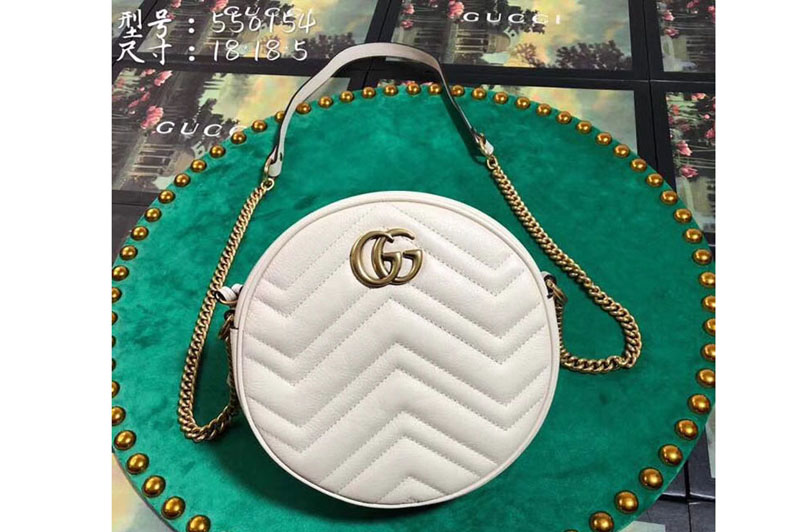 Gucci 550154 GG Marmont mini round shoulder bag White leather