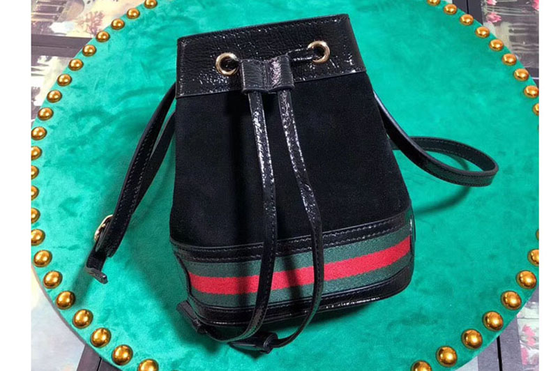 Gucci ‎550620 Ophidia mini GG bucket bags Black Suede