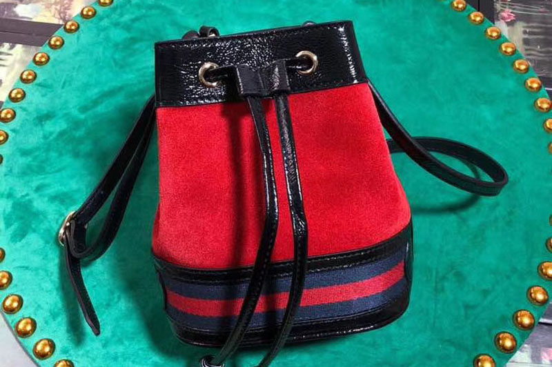 Gucci ‎550620 Ophidia mini GG bucket bags Red Suede