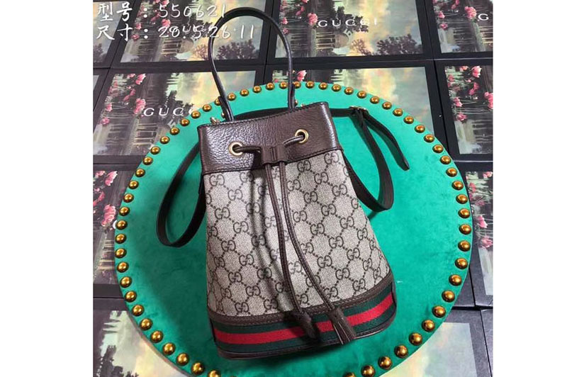 Gucci ‎‎550621 Ophidia Small GG bucket bags Beige/ebony GG Supreme canvas