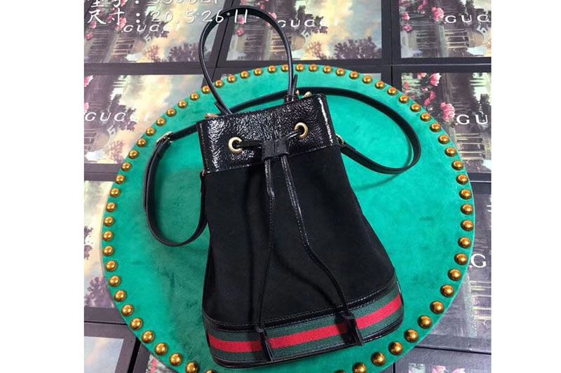 Gucci ‎‎550621 Ophidia Small GG bucket bags Black Suede