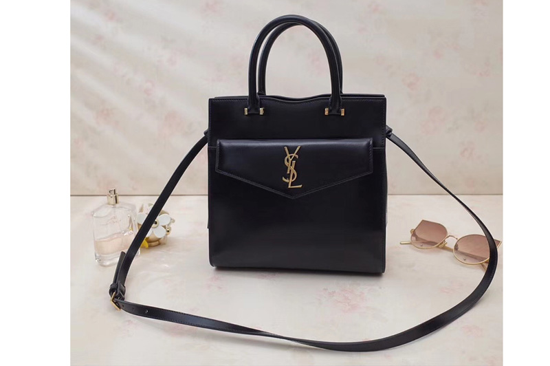 Saint Laurent YSL 561203 UPTOWN Small tote Bags Black Shiny Smooth Leather
