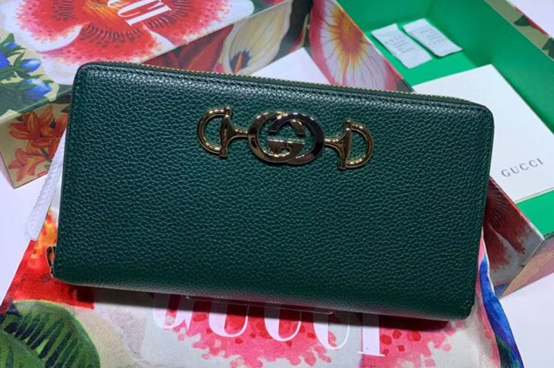 Gucci 570661 Zumi zip around wallet Green Leather