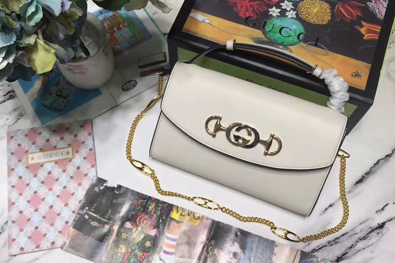 Gucci 572375 Zumi smooth leather small shoulder bags White smooth leather