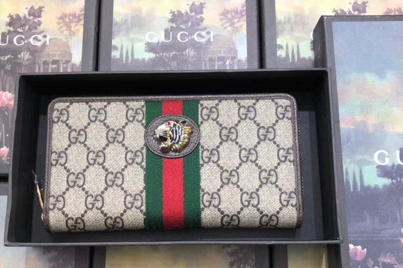 Gucci 573791 Rajah zip around wallet GG Supreme canvas