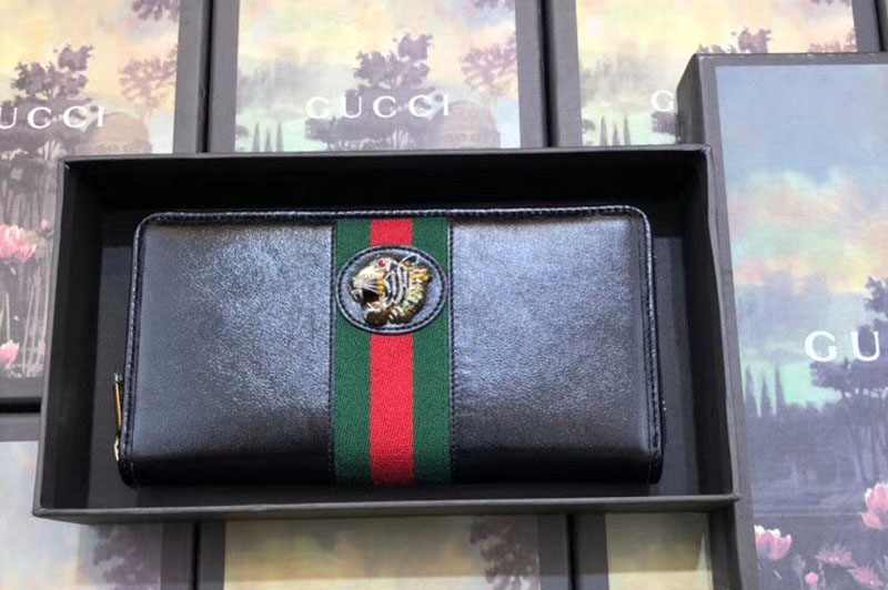 Gucci 573791 Rajah zip around wallet black leather