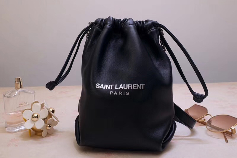 Saint Laurent YSL 583328 Teddy Small Bucket Bag In Lambskin Leather