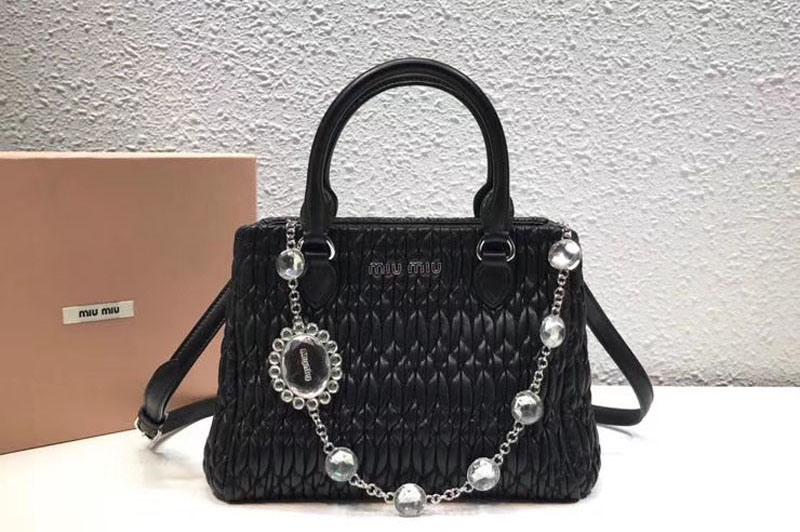 Miu Miu Cloquet Nappa Leather Tote Bag 5BA067 Black