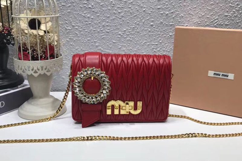 Miu Miu Matelasse Nappa Leather Tote Bag 5BF068 Red