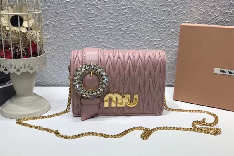 Miu Miu Matelasse Nappa Leather Tote Bag 5BF068 Pink