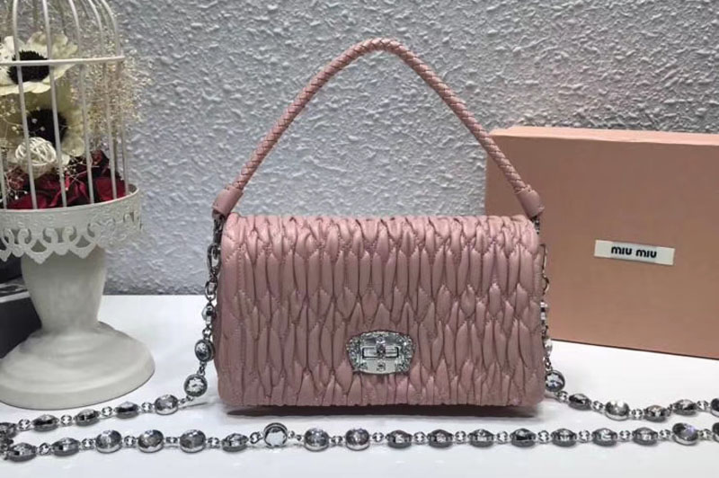 Miu Miu Matelasse Nappa Leather Tote Bag 5BH012 Pink