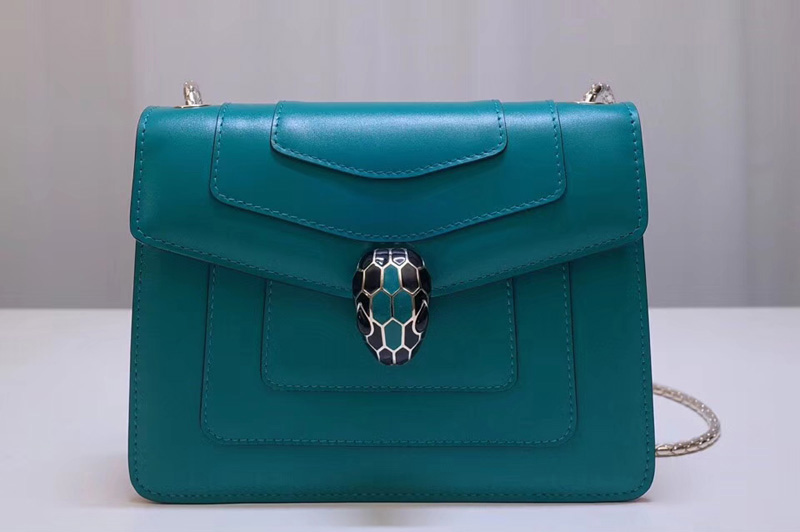 Bvlgari Serpenti Forever 61879 Flap Cover Bags Green Calf Leather