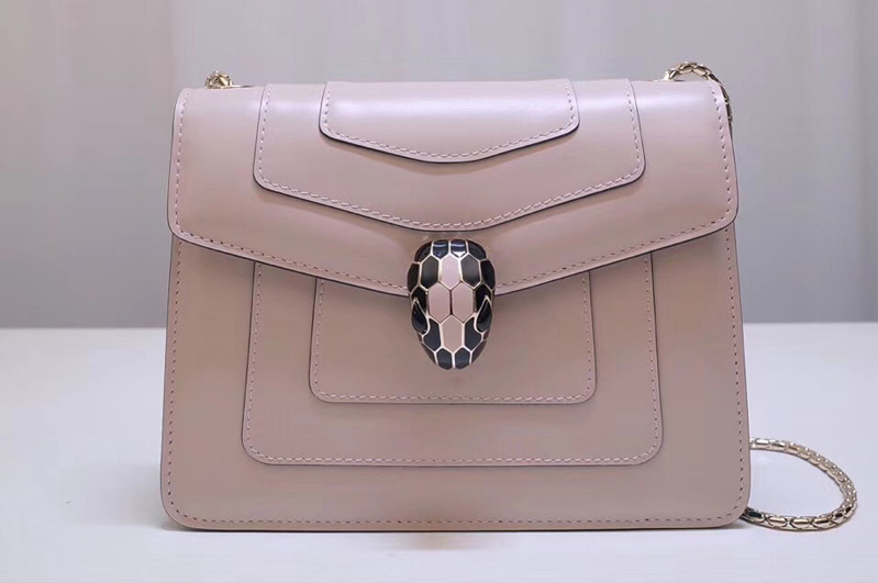 Bvlgari Serpenti Forever 61879 Flap Cover Bags Beige Calf Leather