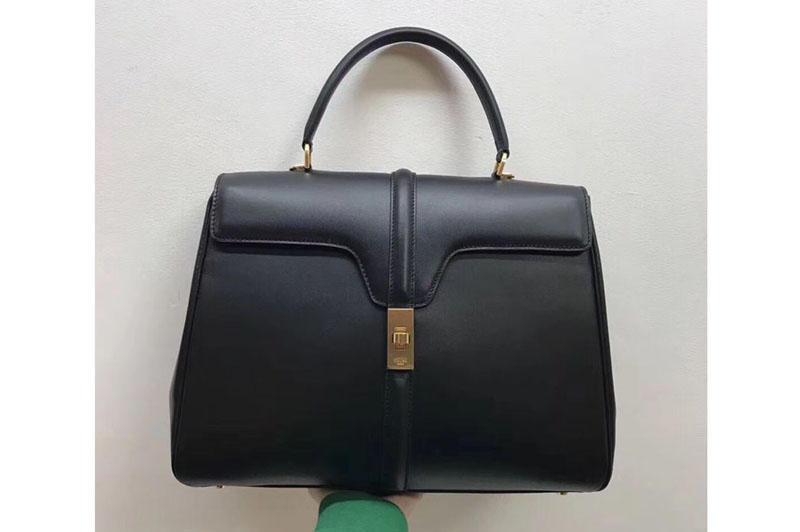 Celine Medium/Small 16 Bag in satinated calfskin Leather Black