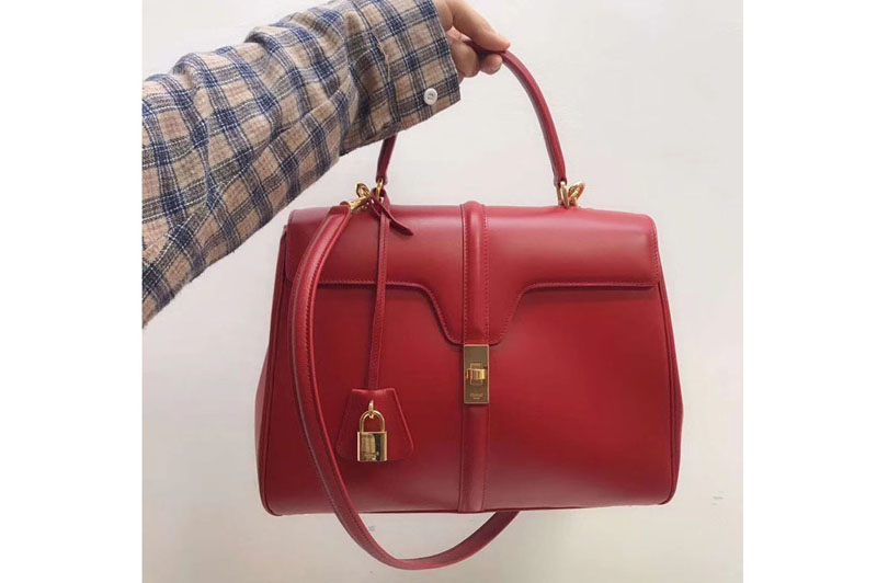 Celine Medium/Small 16 Bag in satinated calfskin Leather Red