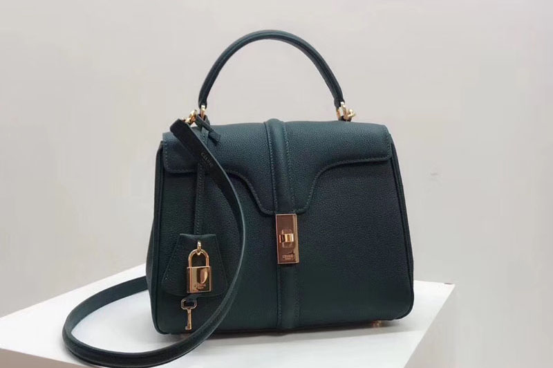Celine Medium/Small 16 Bag in Grained calfskin Leather Green