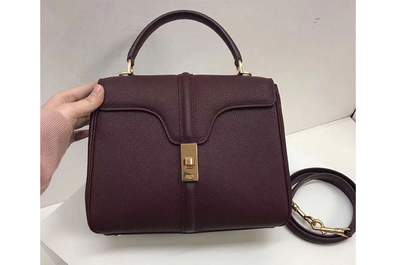 Celine Medium/Small 16 Bag in Grained calfskin Leather Purple Red