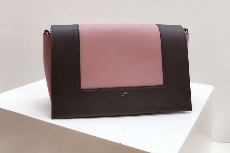 Celine Medium Frame Shoulder Bag Smooth Calfskin Leather Coffee/Pink