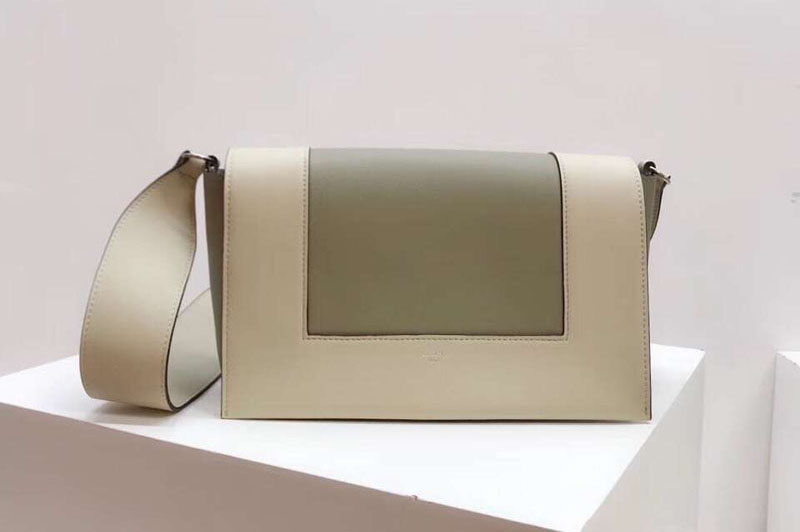 Celine Medium Frame Shoulder Bag Smooth Calfskin Leather Green/Beige
