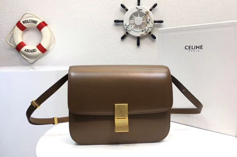 Celine Classic Box Small Flap Bag Calf Leather Brown