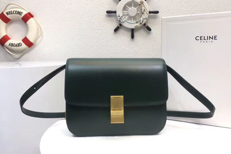 Celine Classic Box Small Flap Bag Calf Leather Green
