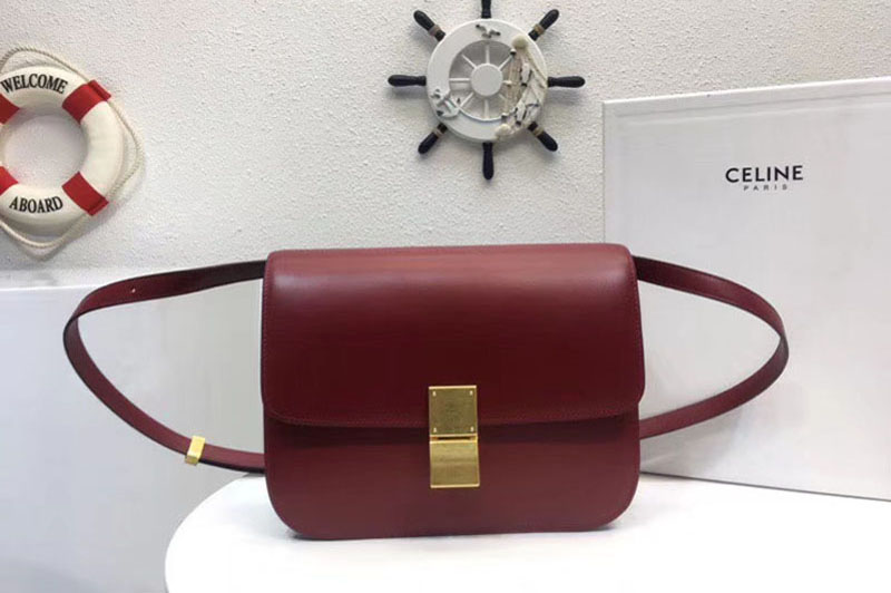 Celine Classic Box Small Flap Bag Calf Leather Wine