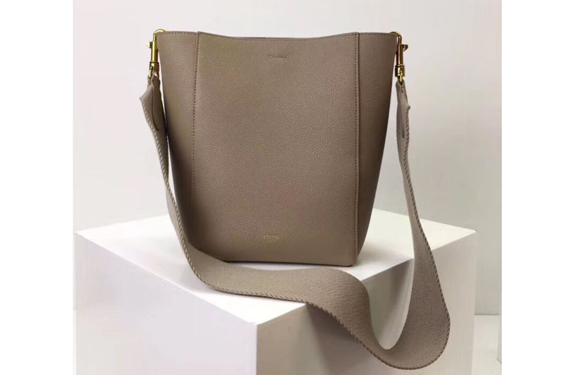 Celine Sangle Small Bucket Bags Soft Grained Calfskin Leather Beige
