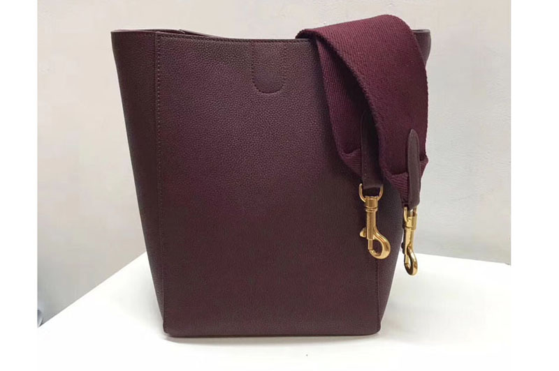 Celine Sangle Small Bucket Bags Soft Grained Calfskin Leather Burgundy
