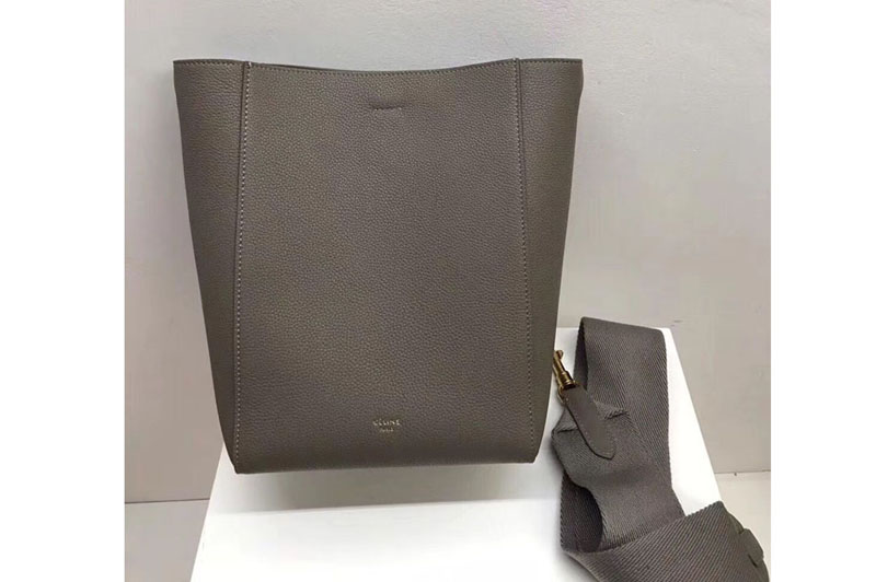 Celine Sangle Small Bucket Bags Soft Grained Calfskin Leather Gray
