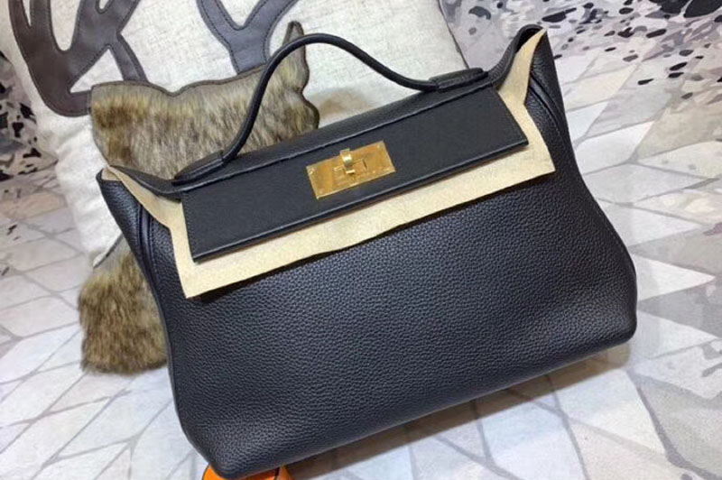 Hermes Kellyw 24cm Original Togo Leather Bags Handmade Black