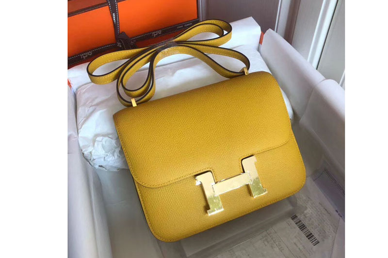 Hermes Constance 19cm Bag Original Epsom Leather Gold Yellow