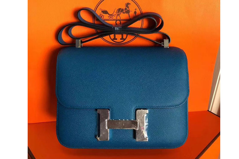 Hermes Constance 24cm Bag Original Epsom Leather Silver Blue