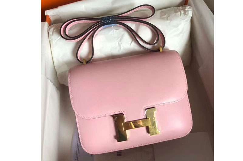 Hermes Constance 19cm Bag Original Swift Leather Gold Pink