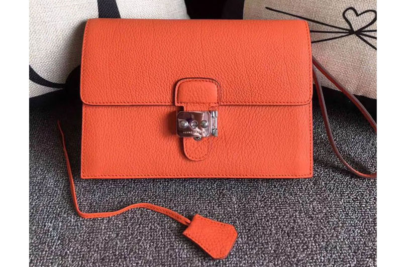 Mens Hermes 24cm Clutch Bag Oiriginal Swift Leather Orange