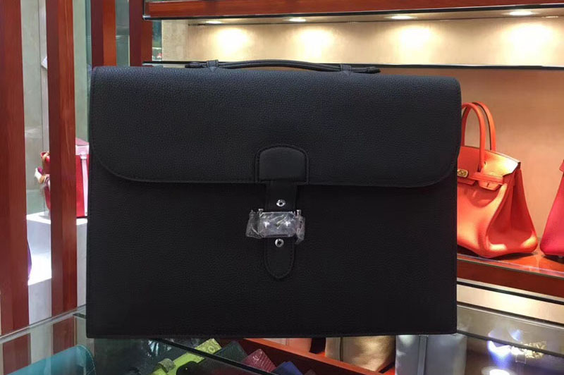 Mens Hermes Sac a Depeches 38cm Briefcases Bags Oiriginal Togo Leather Black