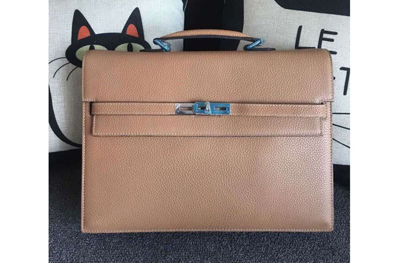 Hermes Kelly Depeche 37mm Briefcase Bags Oiriginal Togo Leather Apricot