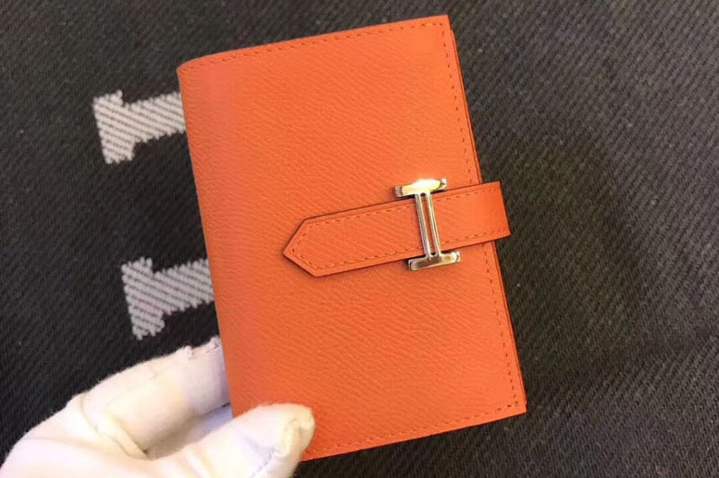 Hermes Multi Wallets And Card Holder Original Epsom Leather Orange