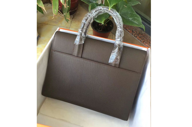 Mens Hermes 38cm Messenger Bags Original Togo Leather Gray
