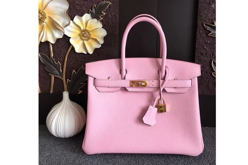Hermes Birkin 30 Tote Bags Original Togo Leather Handstitched Pink