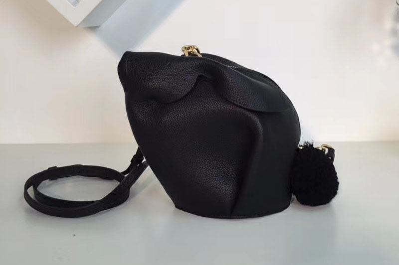 Loewe Bunny Gingham Mini Leather Shoulder Bags Black