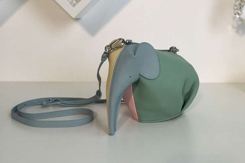 Loewe Elephant Mini Bag Classic Calf Leather Green/Pink/Blue/Yellow