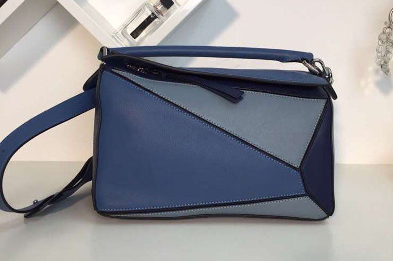 Loewe Puzzle Bags Original Calf Leather Blue/Light Blue/Dark Blue